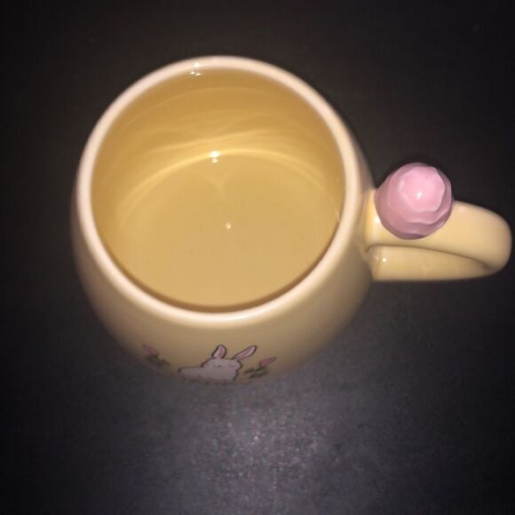 Eccolo happy spring Easter bunny rabbit pastel yellow mug with Easter egg - Picture 8 of 11